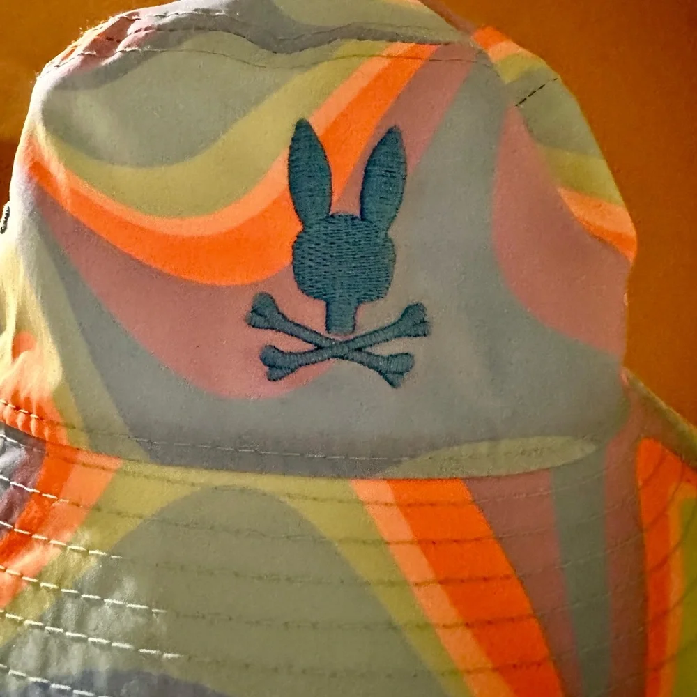 Colorful Bucket Hat with Pyscho Bunny Embroidered Logo - Picture 6 of 8